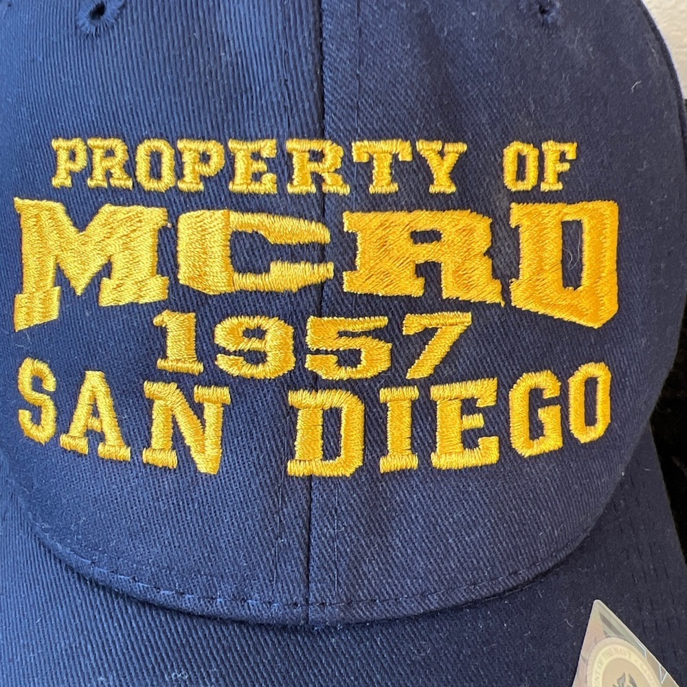 Property Of MCRD Baseball Cap 1957 San Diego Navy Blue Gold Stitching Snap Back - Picture 3 of 10